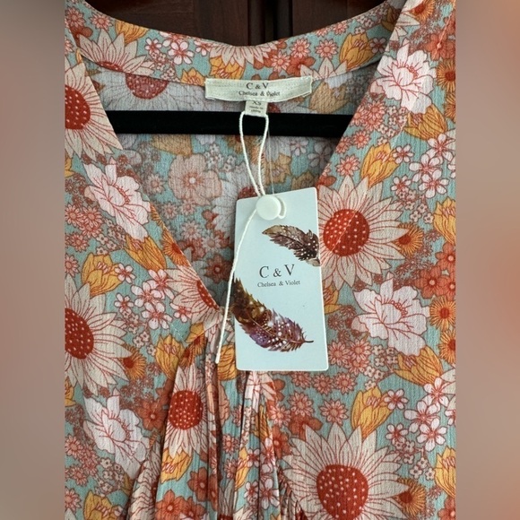 C&V Chelsea & Violet Floral Print Cap Sleeve Babydoll Mini Dress - Picture 5 of 8